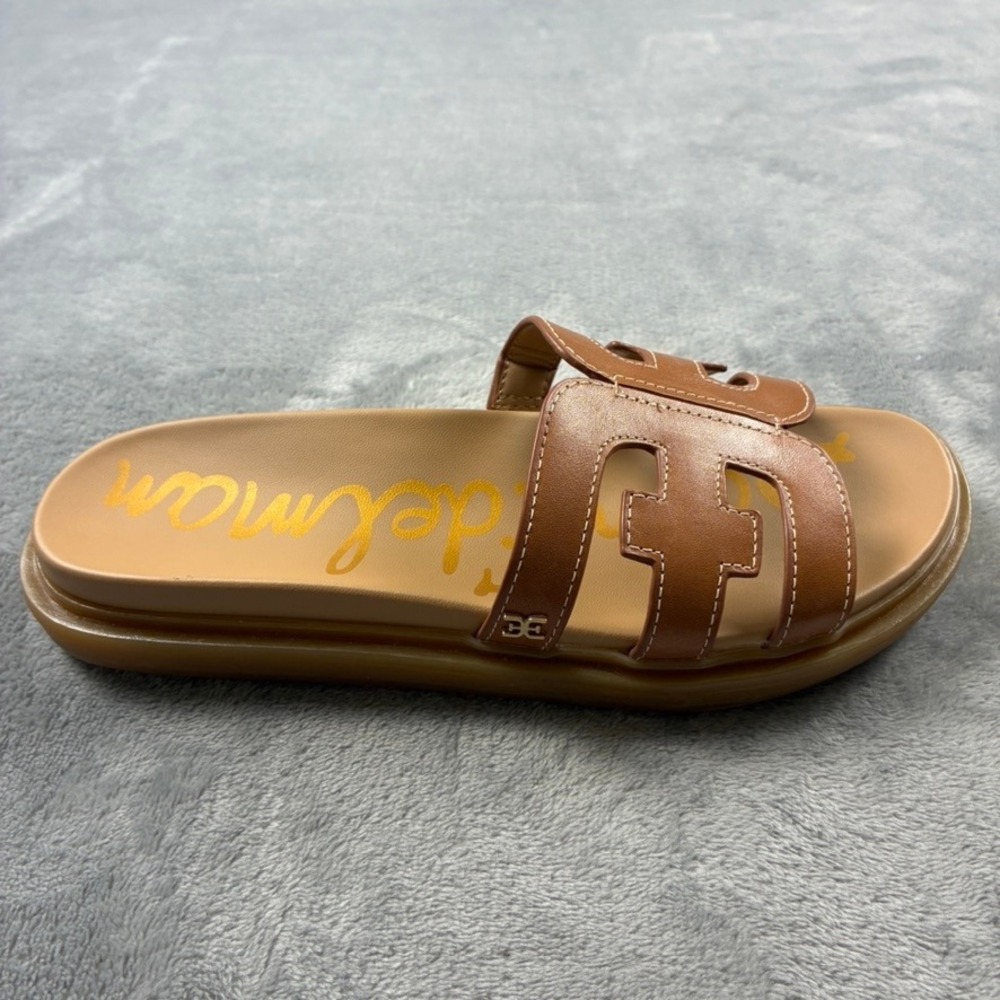 Sam Edelman Valeri Platform Slide Sandals Womens 6M Brown Leather Cutout Logo - Picture 14 of 15